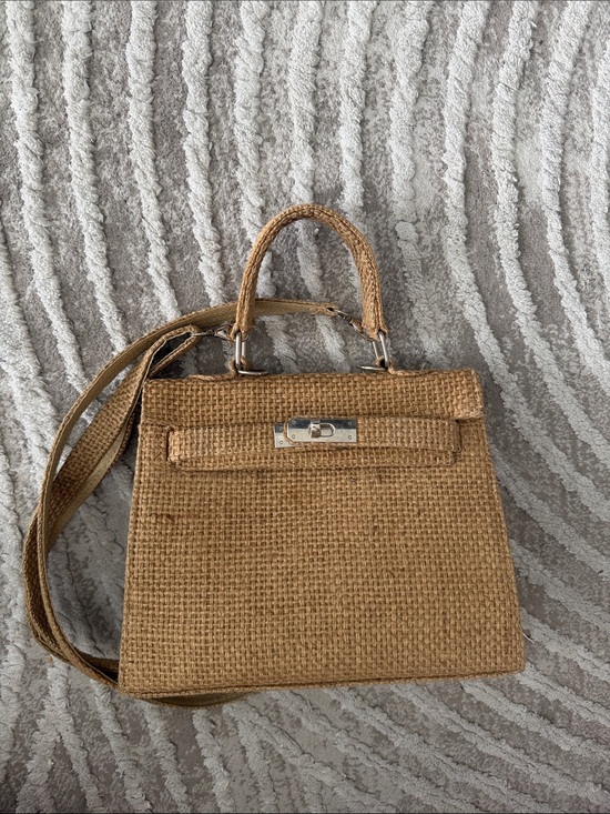 DLD Handbags - Structured Woven Mini Handbag in Tan